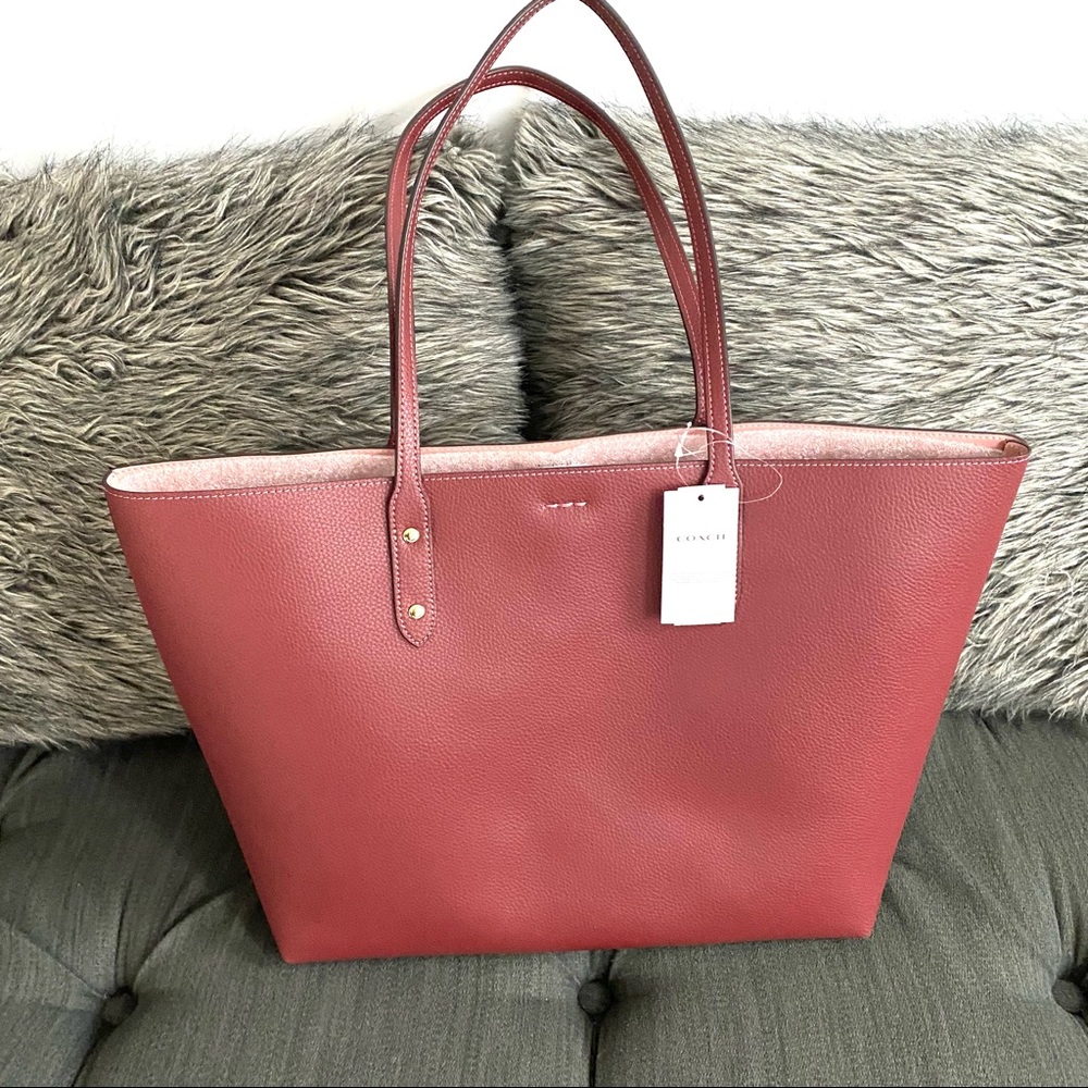 NWT authentic COACH leather tote wine - Picture 5 of 9